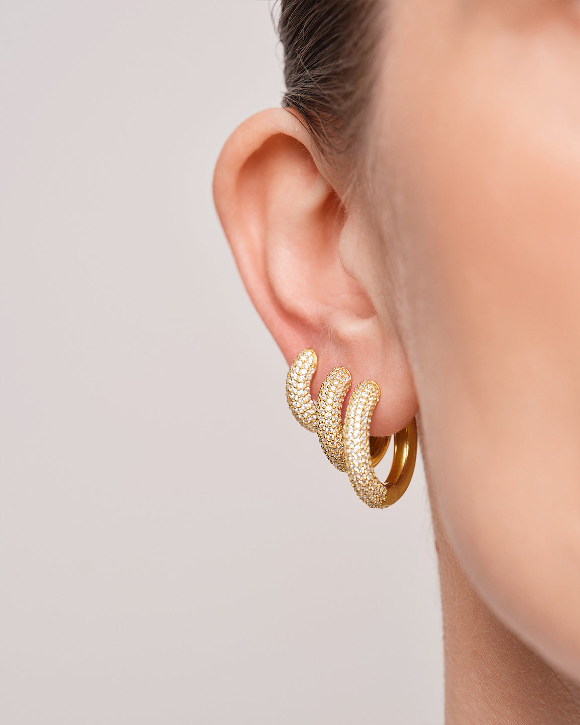 Bold Pave Hoops Large